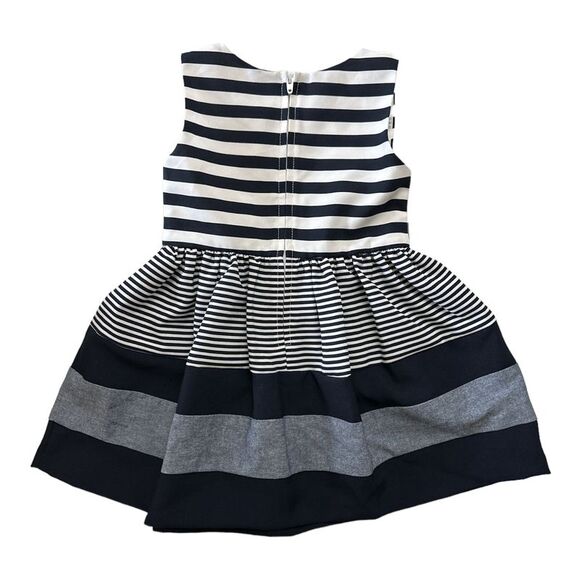 Navy Stripe - Bonnie Jean Girl's Sleeveless Tiered Color Block & Stripes Any Occ - Picture 2 of 2